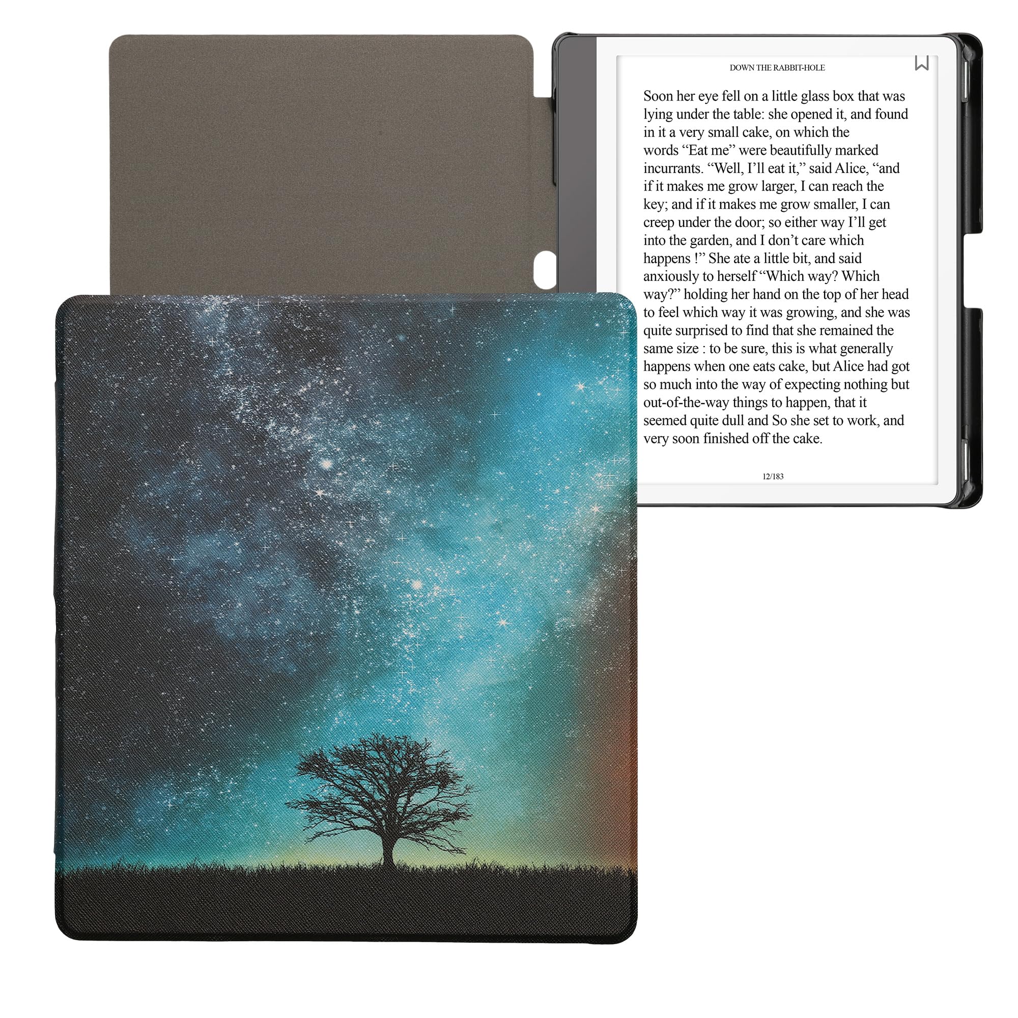 kwmobile Carcasa Compatible con Amazon Kindle Scribe (2024) Funda - Funda con Tapa y Cierre magnético de Cuero sintético - árbol y Estrellas