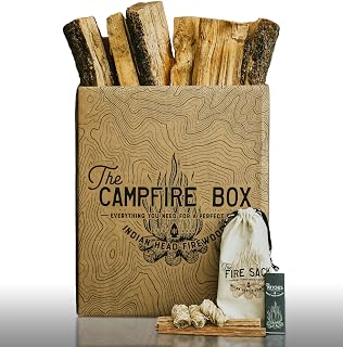 The New Mexico Piñon Campfire Box: Complete Campfire kit - 2 Cubic ft. of Kiln Dried Piñon + The Fire Sack(4 Premium Firestarters, Ample fatwood kindling & Box of Matches), Brown