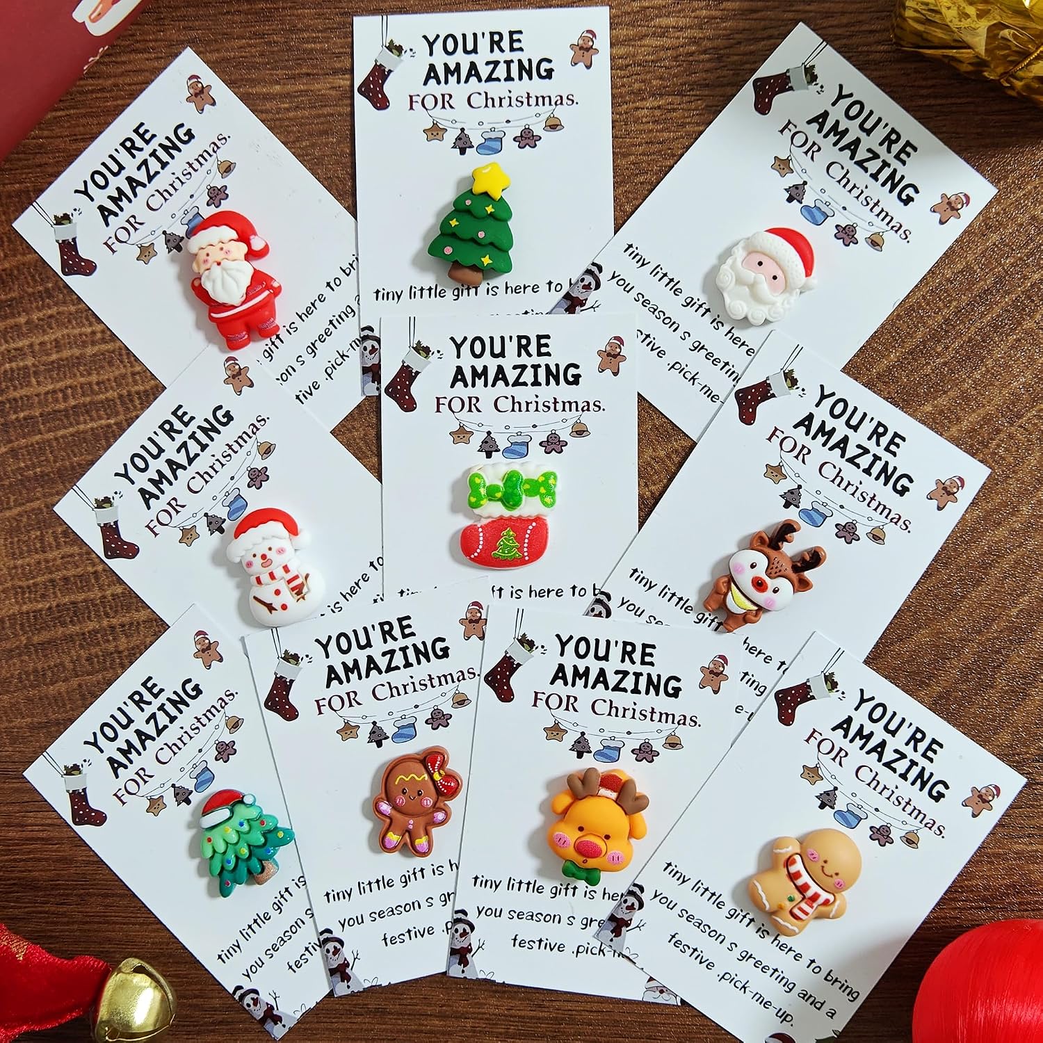 Christmas Pocket Hugs Gifts Bulk for Xmas Coworker Staff Employee Holiday Appreciation Gifts - Mini Christmas Resin Pocket Hug with Heartwarming Cards Emotional Support Decorations (10pcs)