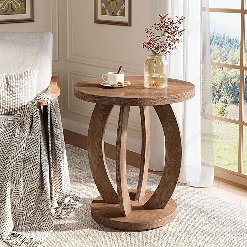 Tribesigns Mesa auxiliar, mesa auxiliar redonda con almacenamiento, mesita de noche de granja con mesa redonda, mesa auxiliar decorativa para sala disponible en Yaxa Colombia