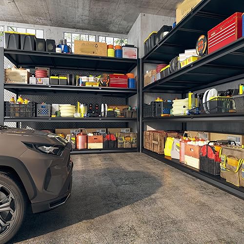 Miniatura 7 de REIBII Estantes de almacenamiento de garaje de 60 pulgadas de ancho, estantería de metal de 2650 libras, estantes de garaje resistentes, estante