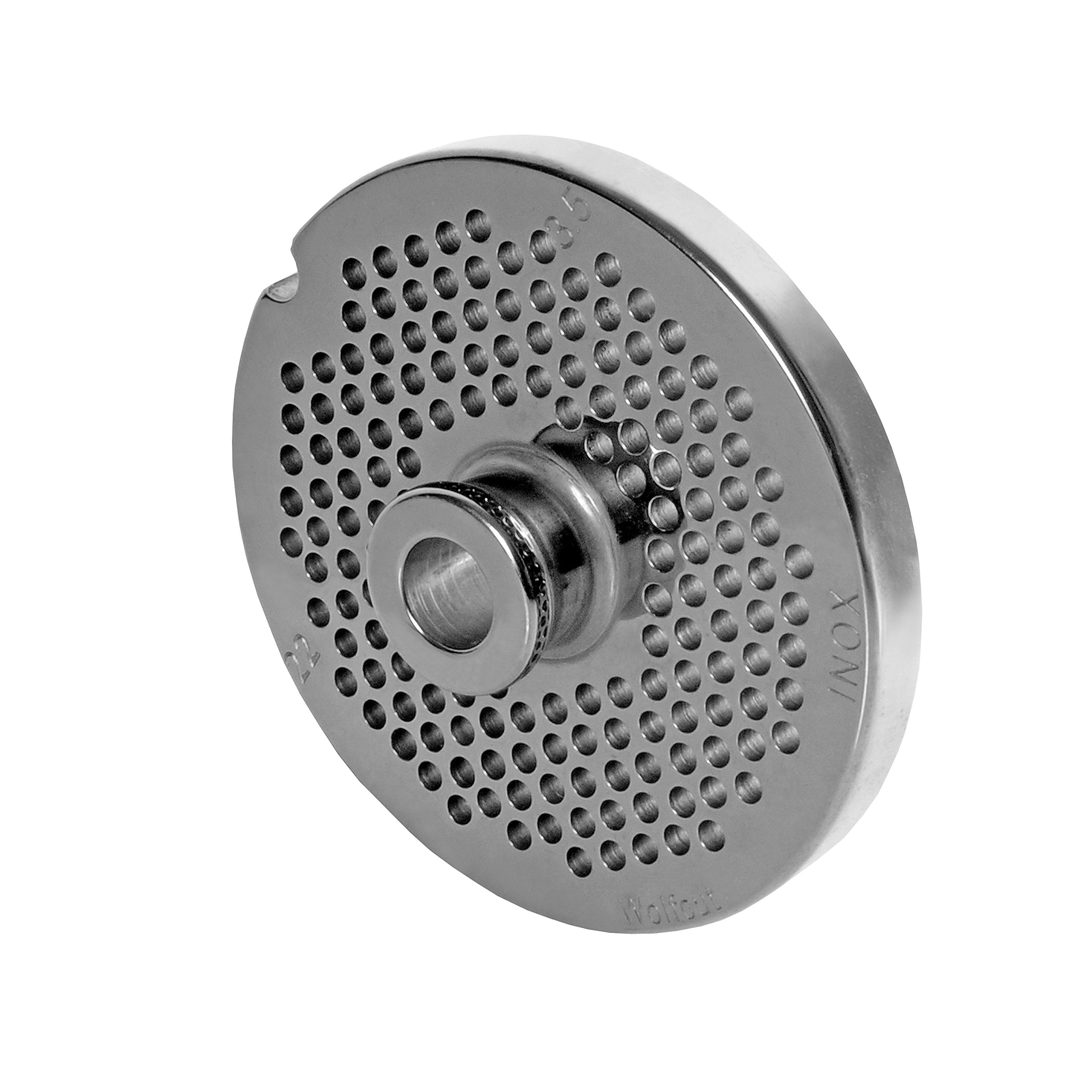 Inox – Disco perforado con buje Talla 22 – 3,5 mm orificio – para picar carne tamaño 22