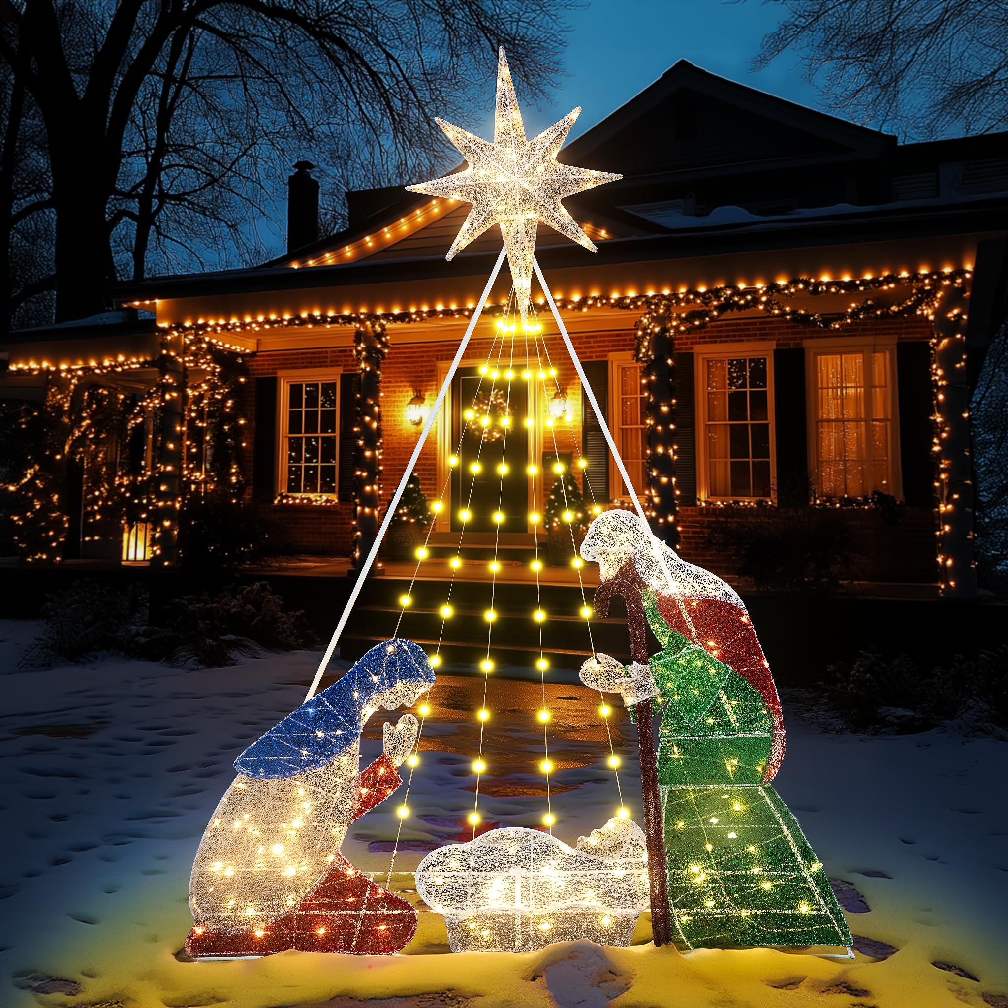 Snapklik.com : Lighted Christmas Nativity Set Outdoor, 6Ft Holy Family ...