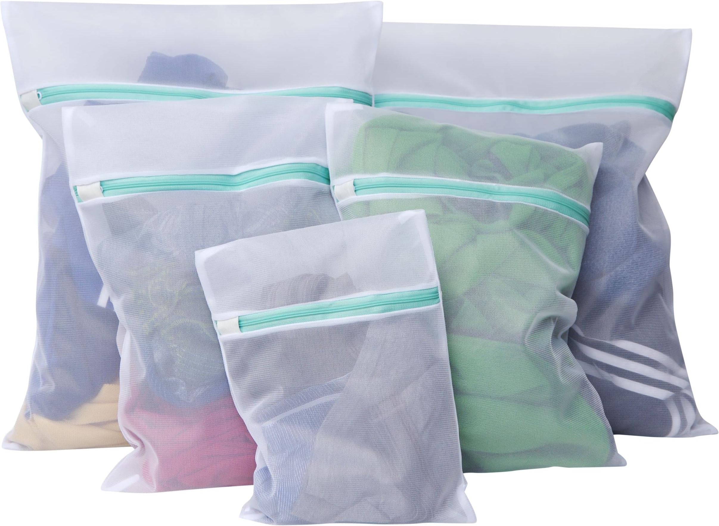 LAVANDOLA® Mesh Laundry Bags - Suitable for High Temperatures and Tumble Drying - Washing Bags for Laundry, Socks, Lingerie, Underwear - Mesh Bags, Laundry Net Bags - Set of 5 (2L+2M+1S)