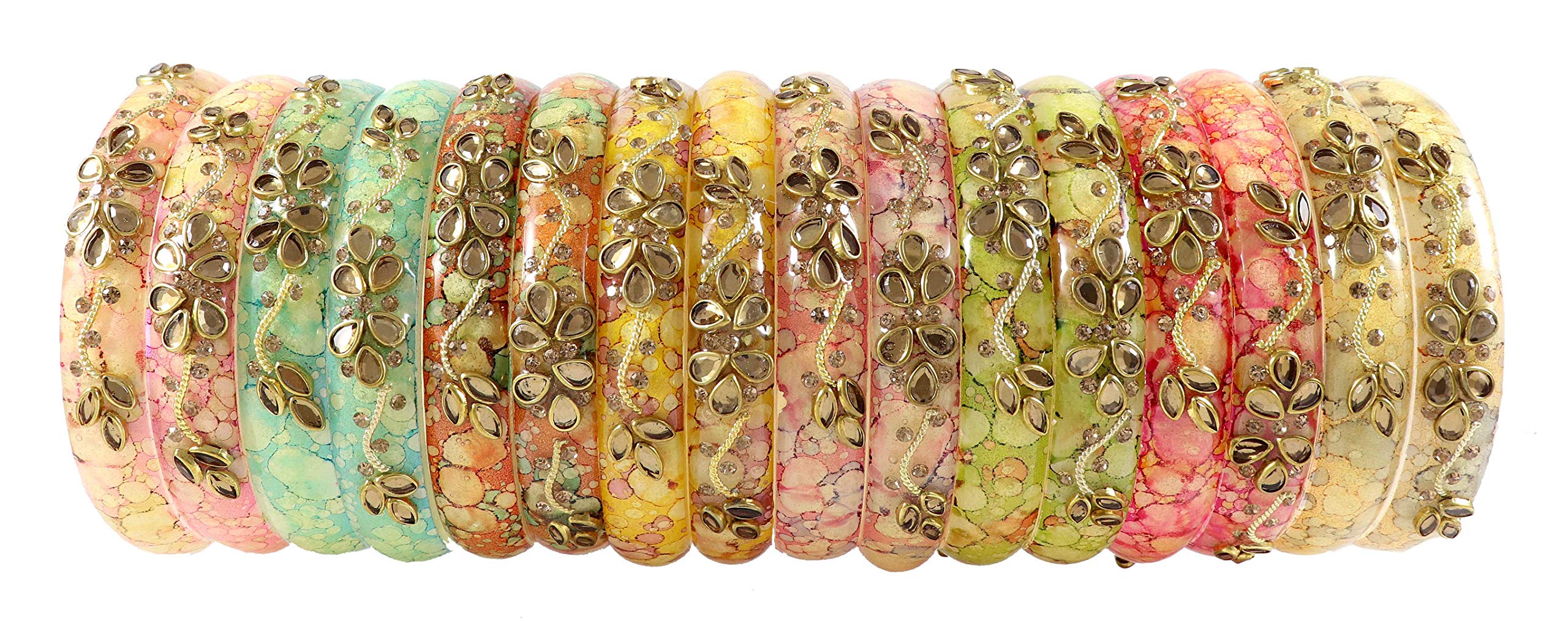 ZULKA Get your traditions Acrylic (Plastic) with Zircon Gemstone Or Beads Studded worked Glossy Finished Kada Set For Women and Girls, (MultiColour_2.8 Inches), Pack Of 16 Kada Set (B08GFGGX95) Amazon Price History, Amazon Price Tracker