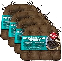 Vista 42 de Barnett Home Decor Cojín para Silla de Comedor de Microgamuza Camel con Lazos - 15 x 17 Tamaño Pequeño Cojín para Silla - Relleno de Espuma