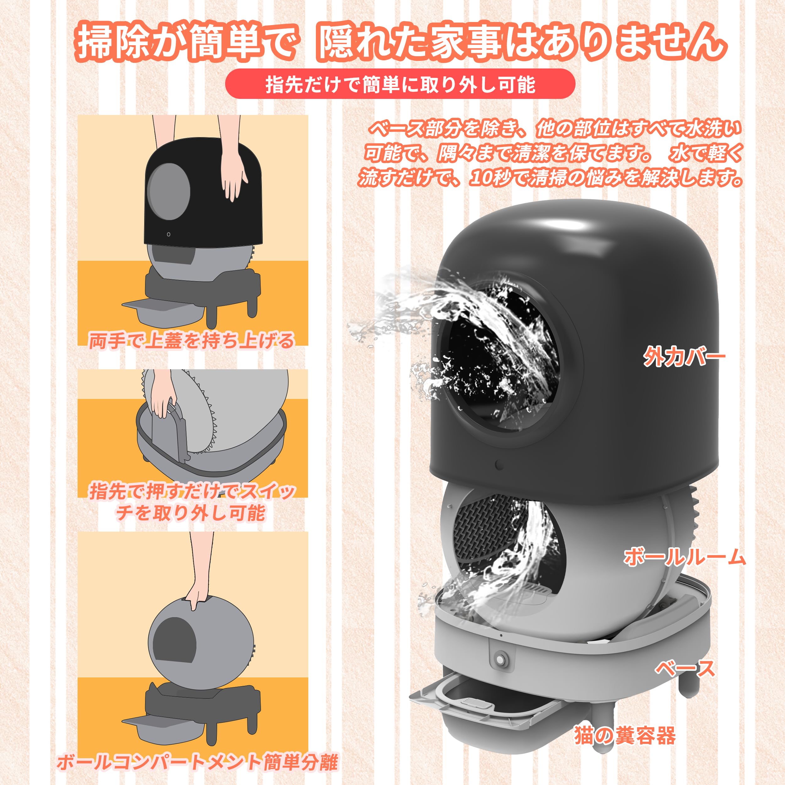 Amazon | Aoruefar 猫 トイレ自動 最新型アップグレード全自動猫用