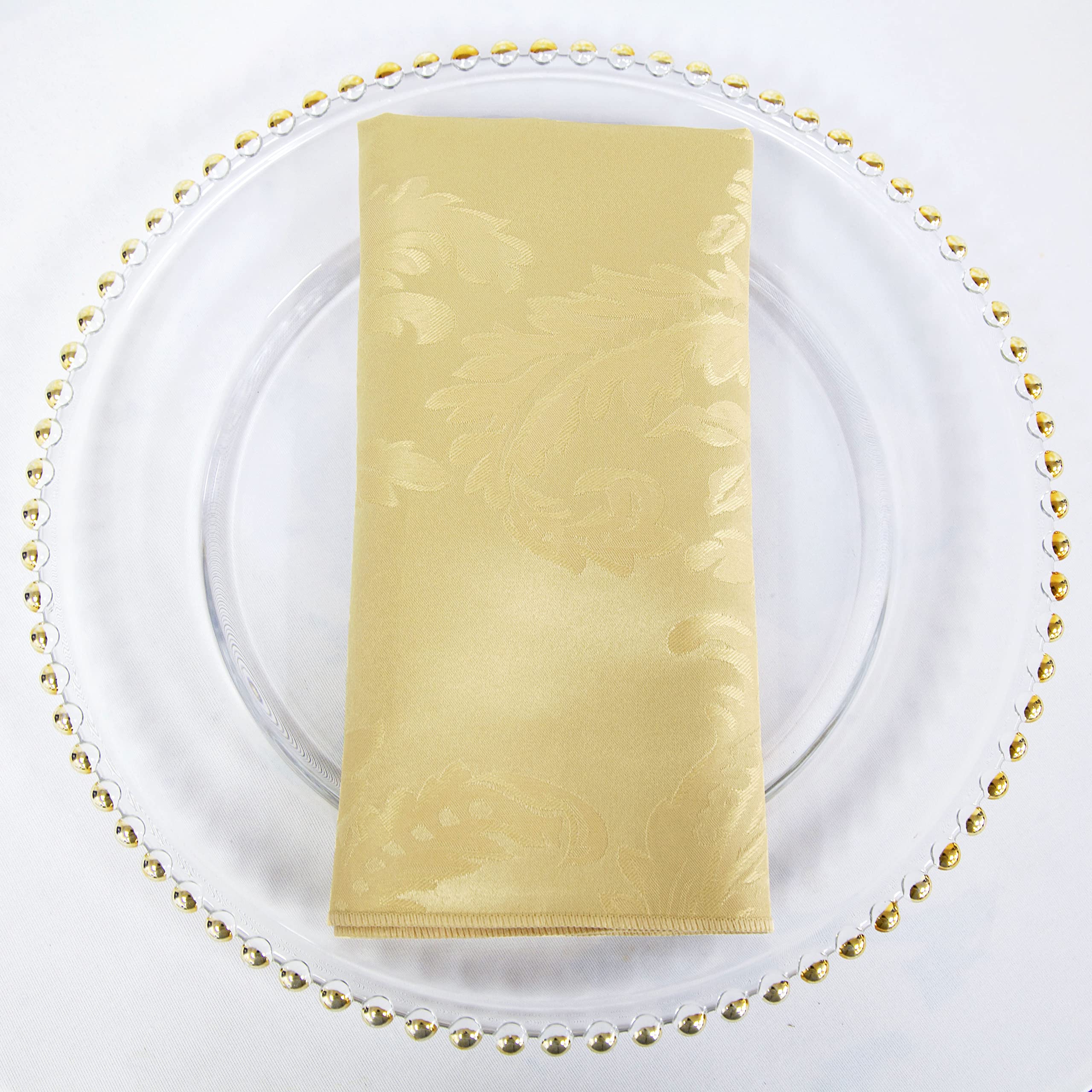 Decor Essentials Damask Napkin Table Linen Wedding Events Parties Decorations (Gold, Napkin 20" x 20")