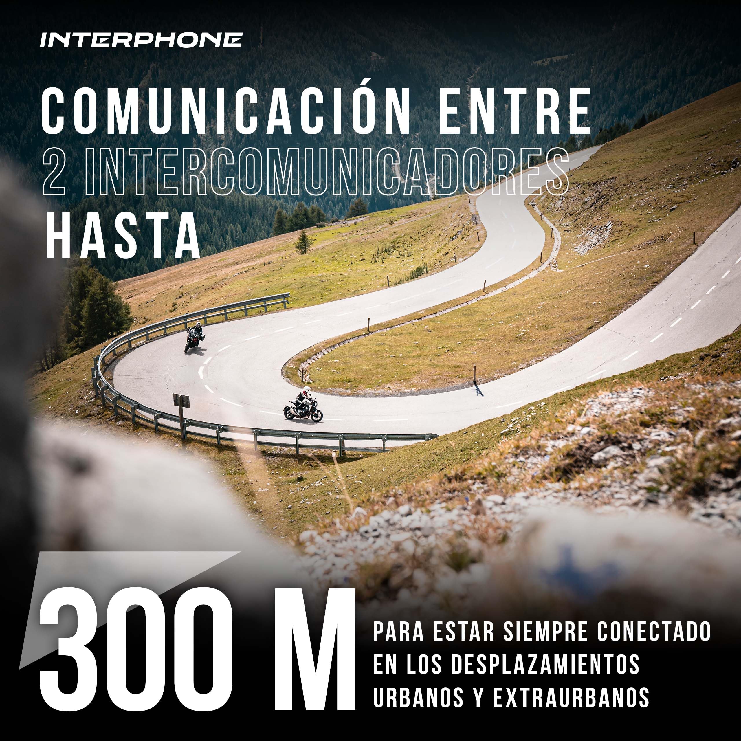 INTERPHONE LINK HD Intercomunicador casco moto individual para comunicarse entre pilotos, motos y con el pasajero hasta 300 m, intercomunicador con Bluetooth, accesorios moto, 20 h de autonomía e IP67