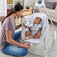 Vista 3 de Ingenuity 2-in-1 SimpleComfort Lightweight Compact 6-Speed Multi-Direction Baby Swing & Rocker, Vibrations & Nature Sounds, 0-9 Months 6-20 lbs