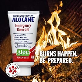 Alocane Max Emergency Burn Gel, 4% Lidocaine Hydrochloride, .13% Benzalkonium Chloride, Maximum Strength Relief, Itch Relief, For Sunburns, Kitchen, Chemical, First-Degree Burns, 2.5 Fl Oz (3 Pack)