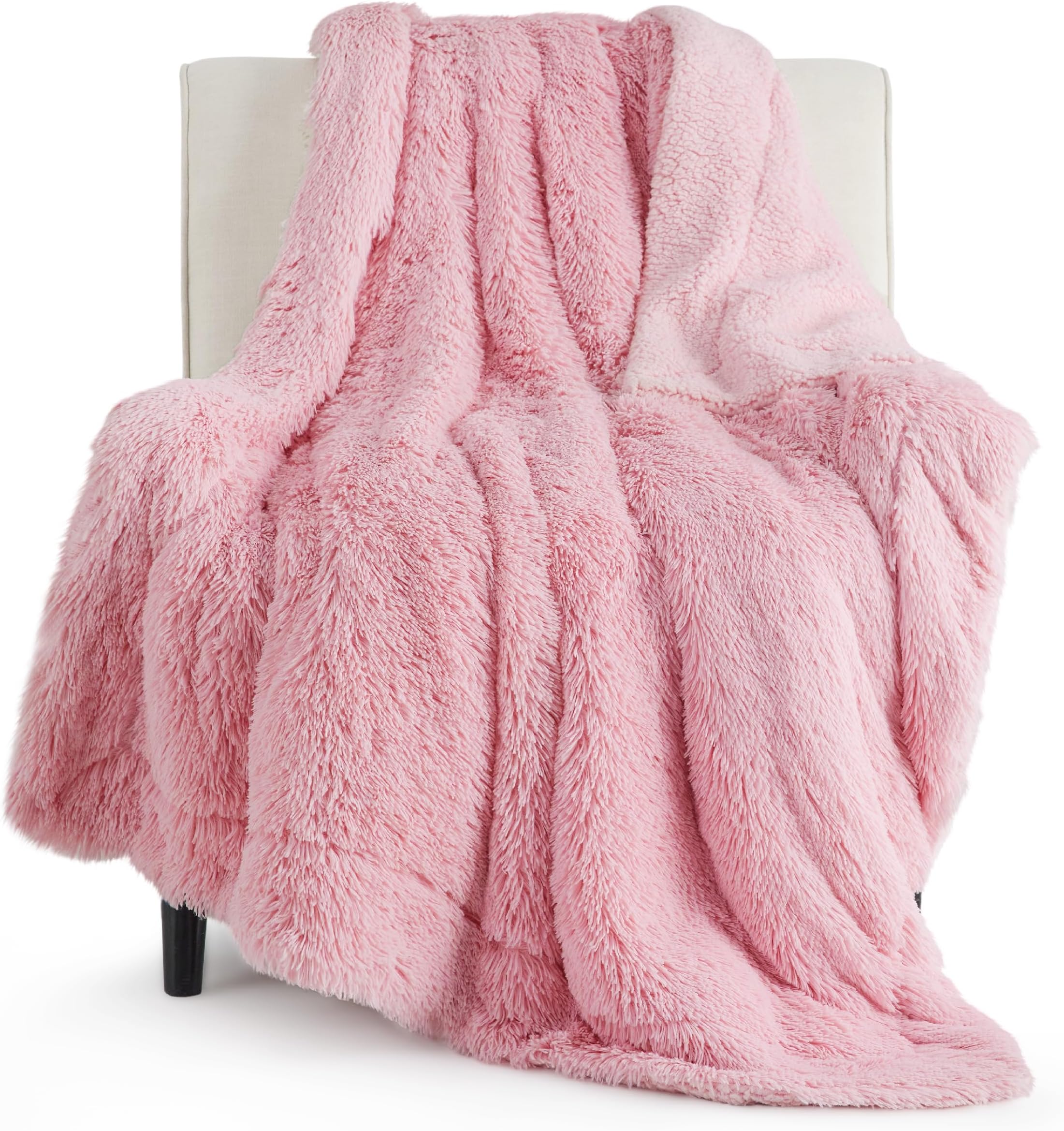Faux Fur Throw Blanket Pink – Fuzzy, Fluffy, and Shaggy Faux Fur, Soft and Thick Sherpa, Tie-dye Decorative Gift, Throw Blankets for Couch, Sofa, Bed, 50x60 Inches, 380 GSM