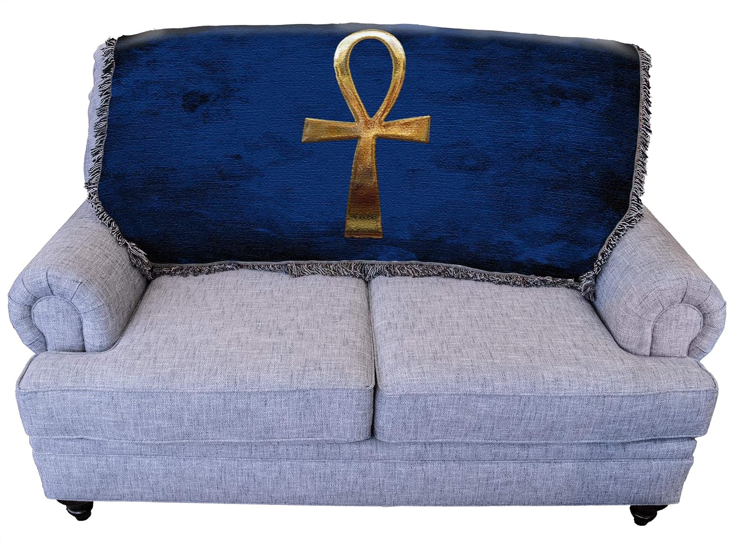 Ankh - The Key of Life Blanket 1 - Ancient Egypt Hieroglyphic Symbol - Egypt Middle East Gift Tapestry Throw for Back of Couch or Sofa - Woven from Cotton - Made in the USA (61x36)