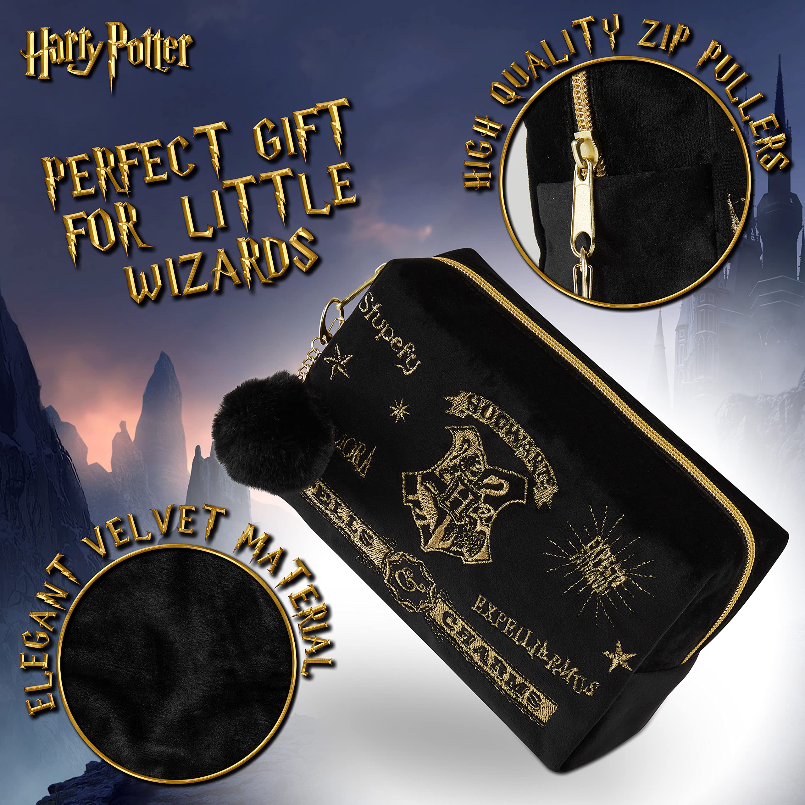 Harry Potter Pochette Donna, Beauty Case Donna Ragazza in Velluto, Harry Potter Gadget Originale