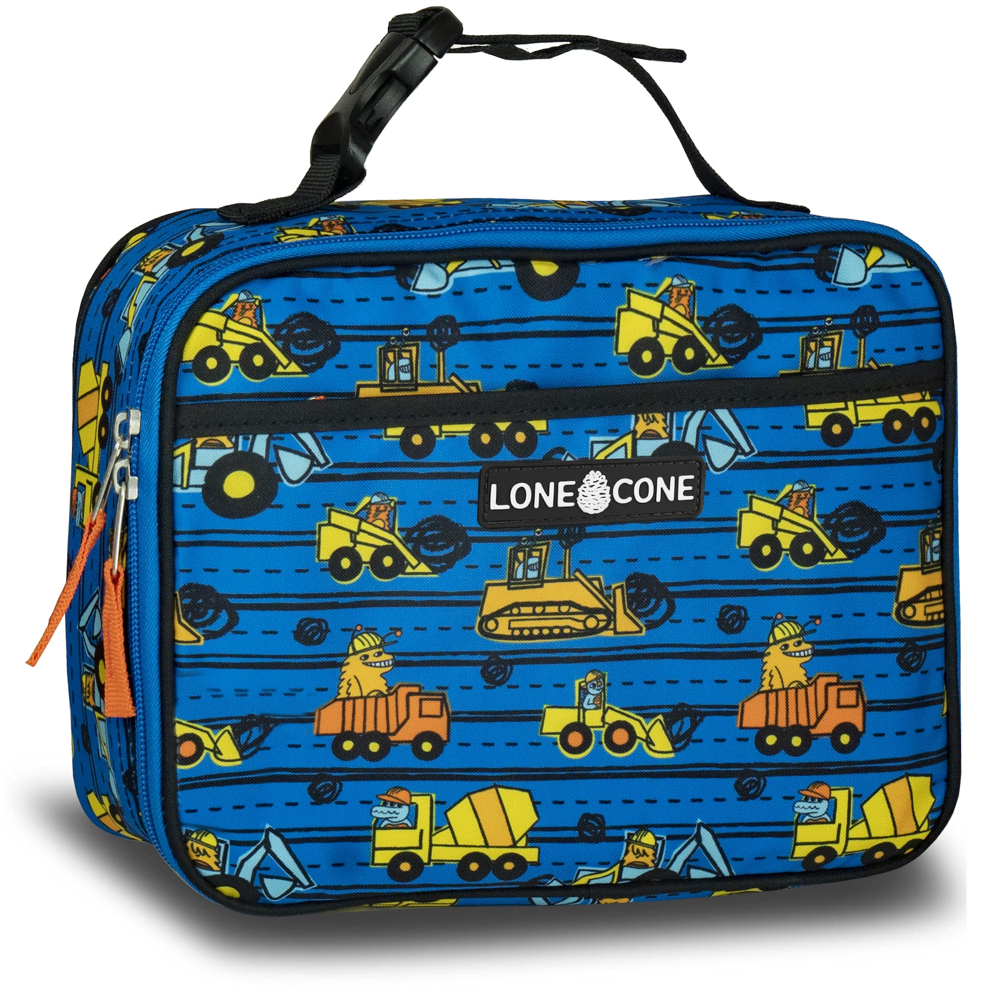 Lone Cone Kids' Insulated Lunch Box Fun Patterns for Boys and Girls,  Construction Monsters, Standard