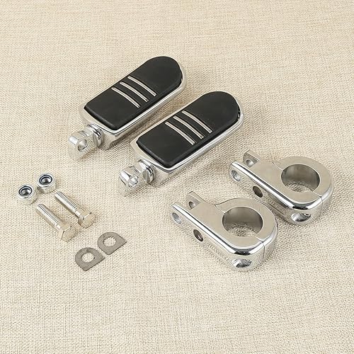 Miniatura 6 de XMT-MOTO Juego de estriberas cromadas de 1 14 pulgadas de doble ajustable para motor de autopista, con montaje en V, para Harley Davidson Street