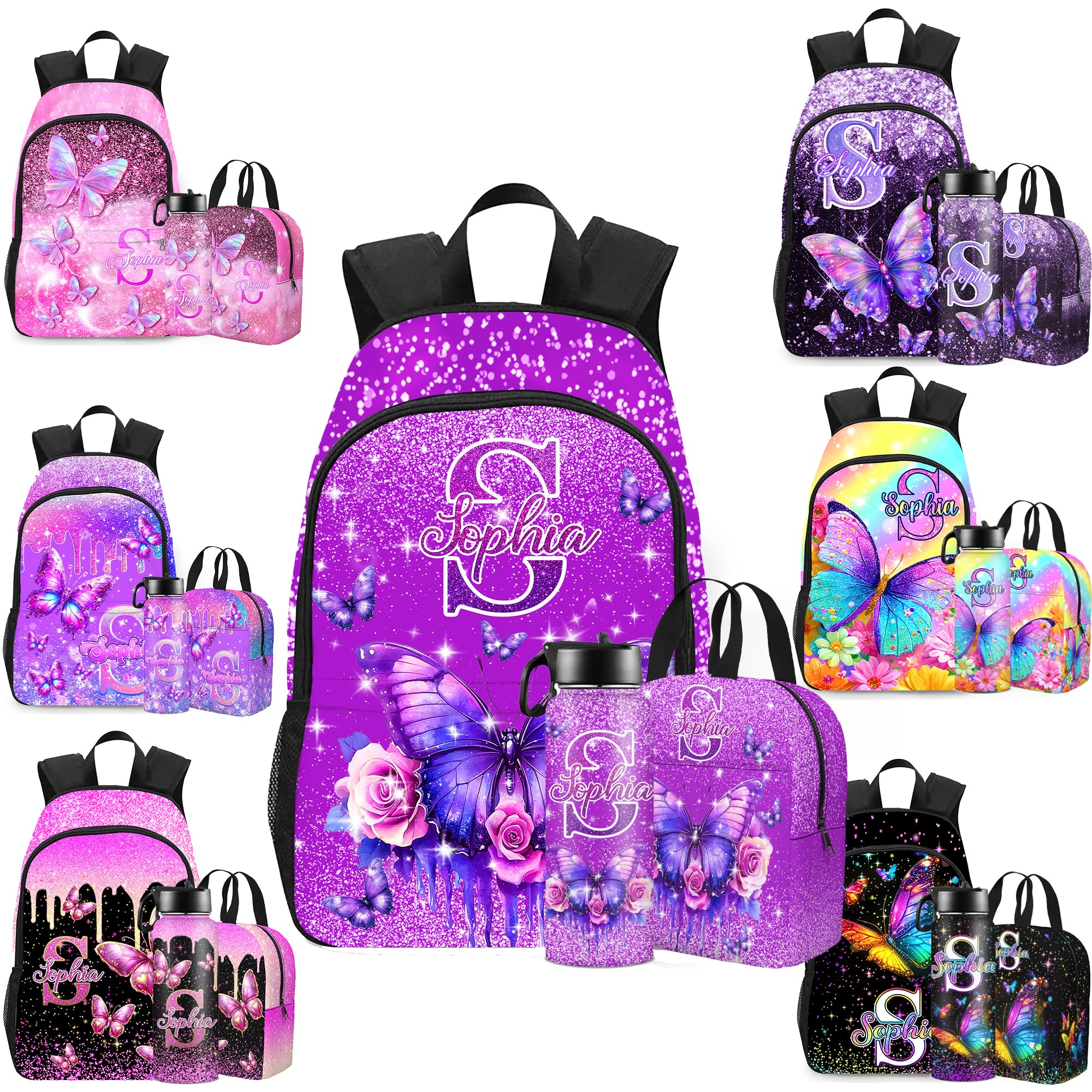 Custom Backpack for Kids Personalized School Backpacks Girls Boys with Name Customized Back to School Bookbag with Lunch Box Bookbag for Daughter Son