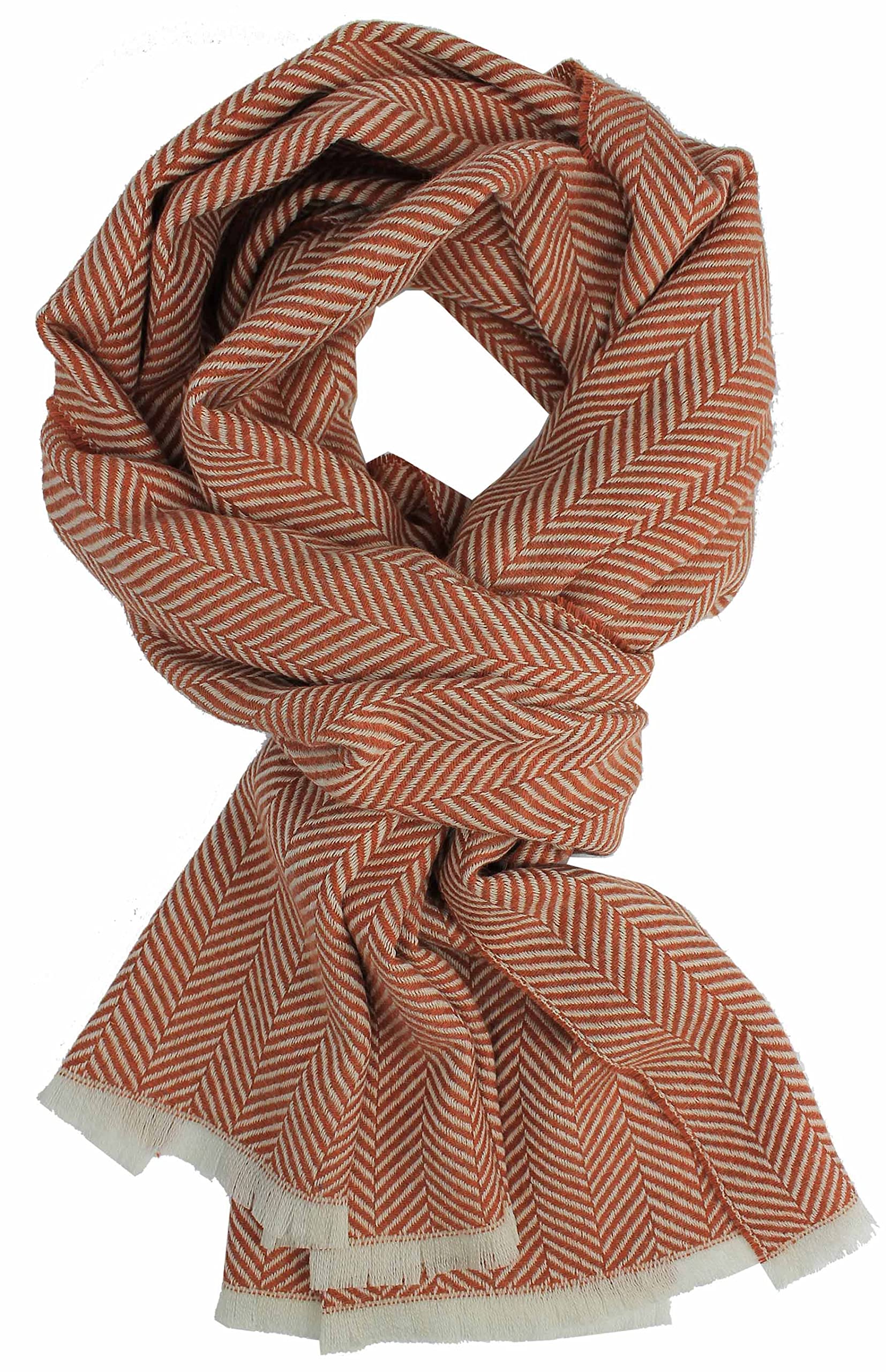Sciarpa da uomo in lana, sciarpa a spina di pesce, arancione alla moda, 95% lana (merino), 5% di cashmere