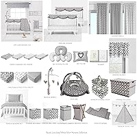 Vista 9 de Bacati - Paquete de 2 sábanas bajeras de algodón 100% algodón suave transpirable percal de Love Diamonds Aztec Neutral (gris)