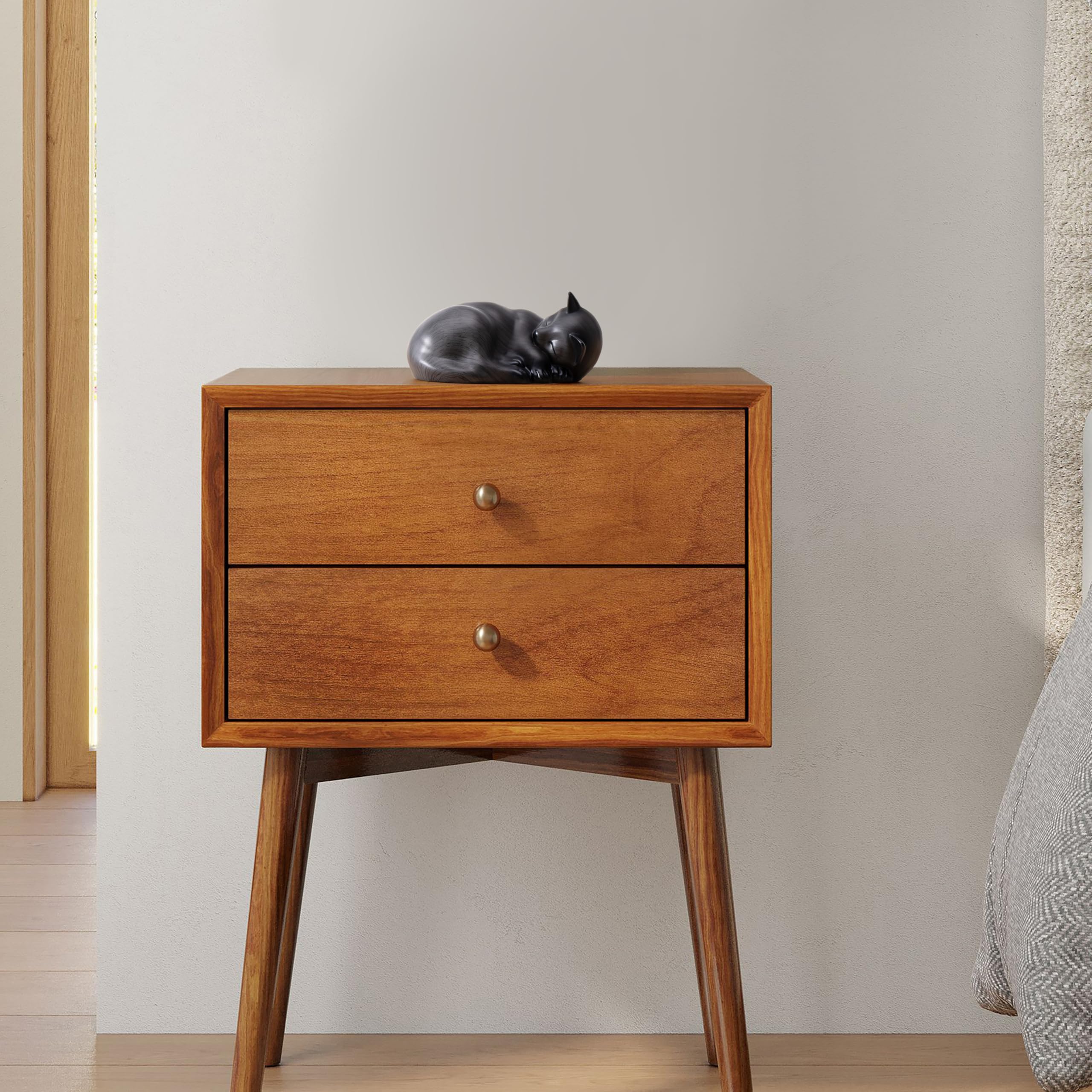 Urnas para mascotas, urna de cremación de resina para dormir, urnas de gato para cenizas, urna de animales pequeños, urnas pequeñas para mascotas (gris)