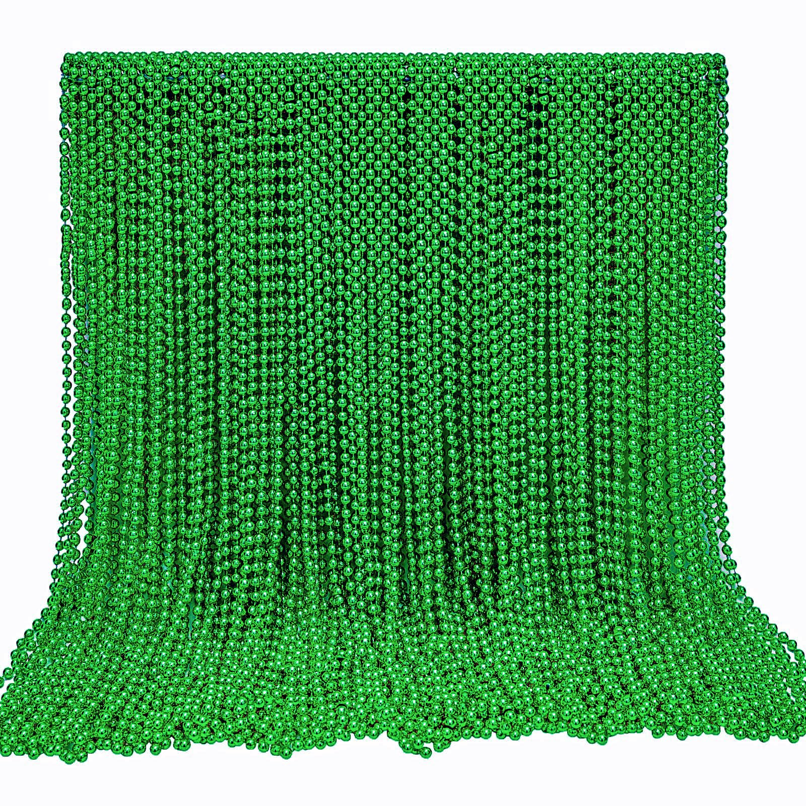 Rukie 144 Pcs St.patrick’s Day Beads Bulk, 33 Inch 7mm Green Carnival Beaded Necklaces Decorations For St.patrick’s Day Festivals, Mardi Gras Parades, Night Club Dress-up Events Party Costume