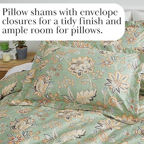 Miniatura 7 de Southshore Fine Living, Inc. Jacobean Willow Collection - Juego de funda de edredón de gran tamaño, tamaño Queen, funda de edredón floral de 3