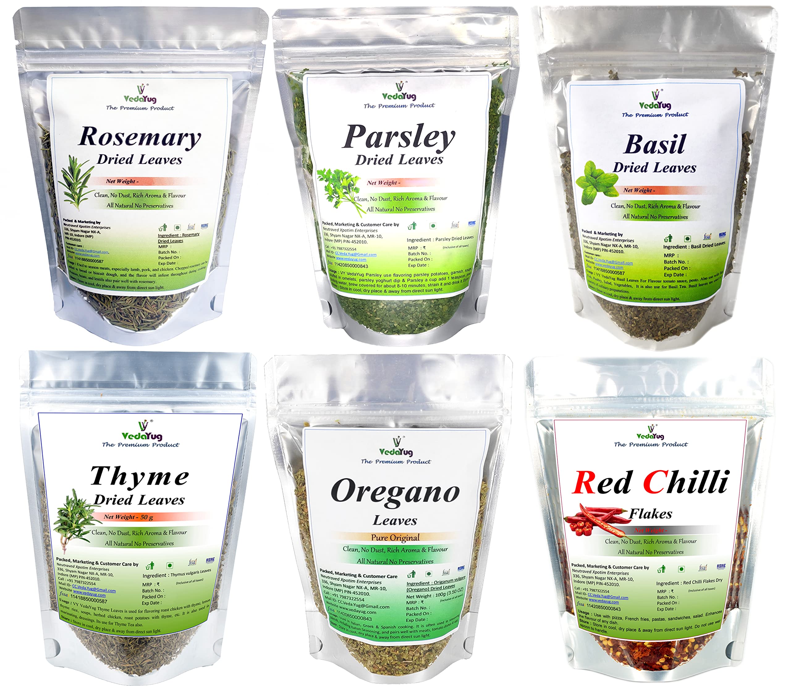 VY VedaYug Dry Herbs Combo Rosemary Dried Leaves 50g Oregnao 35g Chilli Flakes 50g Basil Leaves 35g Parsley Leaves 30g Thyme Leaves 50g Best Seasoning for Pizza/Pasta/Sauces and Italian Dishes (B09N38DGHX) Amazon Price History, Amazon Price Tracker