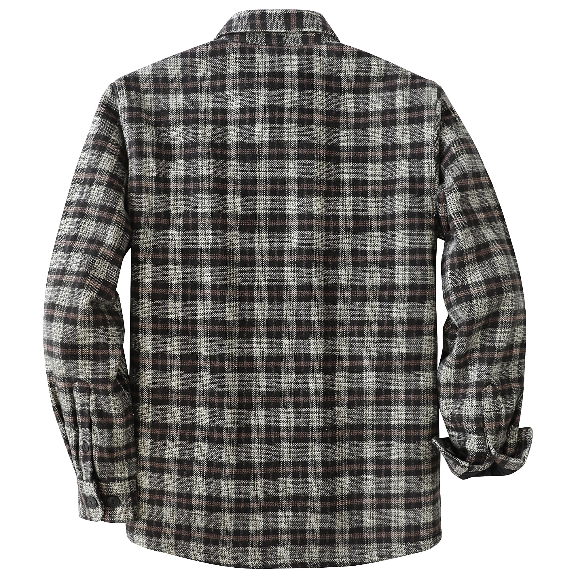 Dubinik® Giacca da Uomo Calda Foderata Cotone Leggero Giacca Camicia Flanella Casual Bottone Quadri Overshirt Manica Lunga