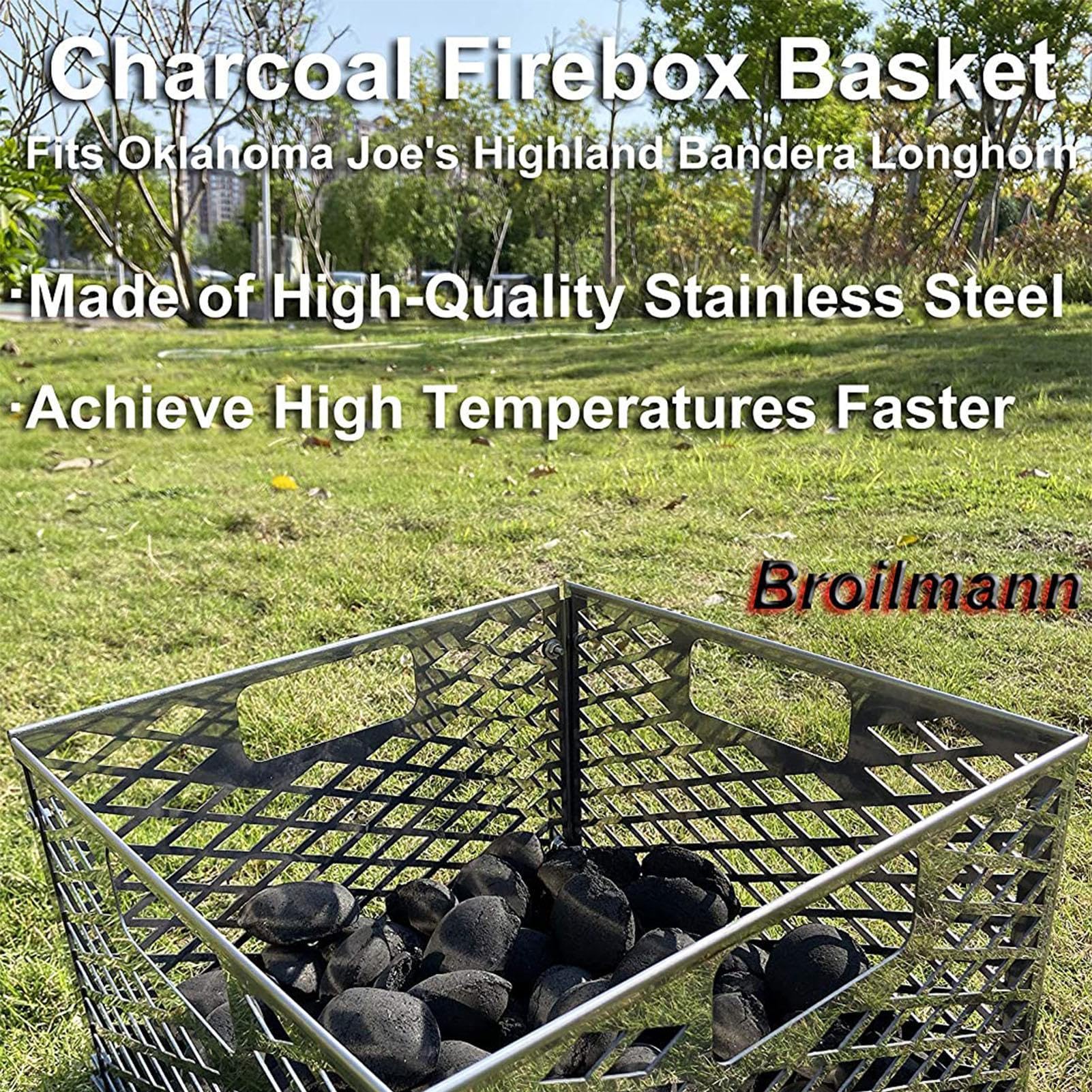 Charcoal Fire Basket - Charcoal Firebox Basket With Handle | Stainless | Steel Offset Smoker Charrcoal Firebox - Rust Proof Stove Accessories, Rust Proof Stove Accessories For Home And Tents Heating