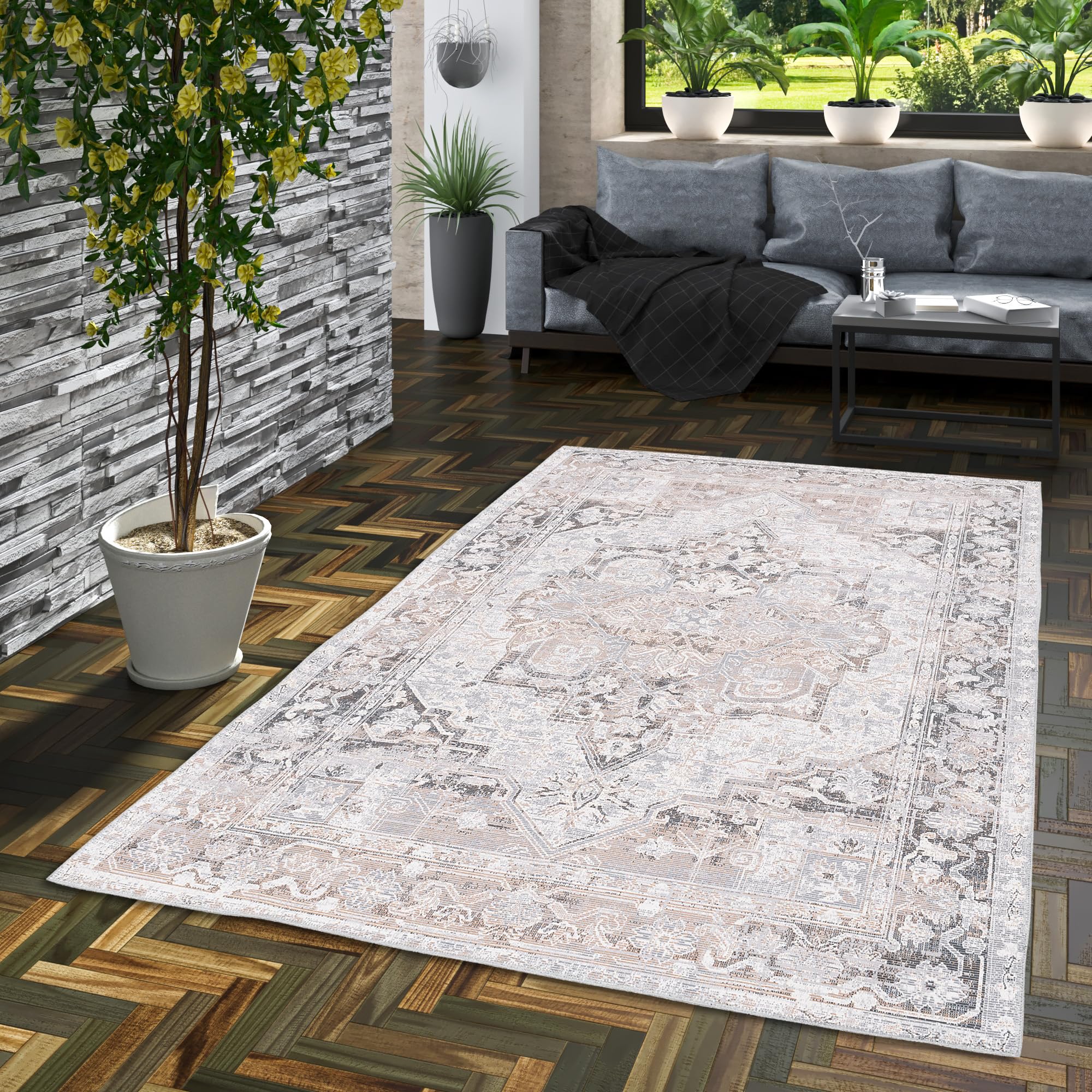 Pergamon Finesse - Tapis de Design Vintage - Orient Keshan Crème - 6 Tailles