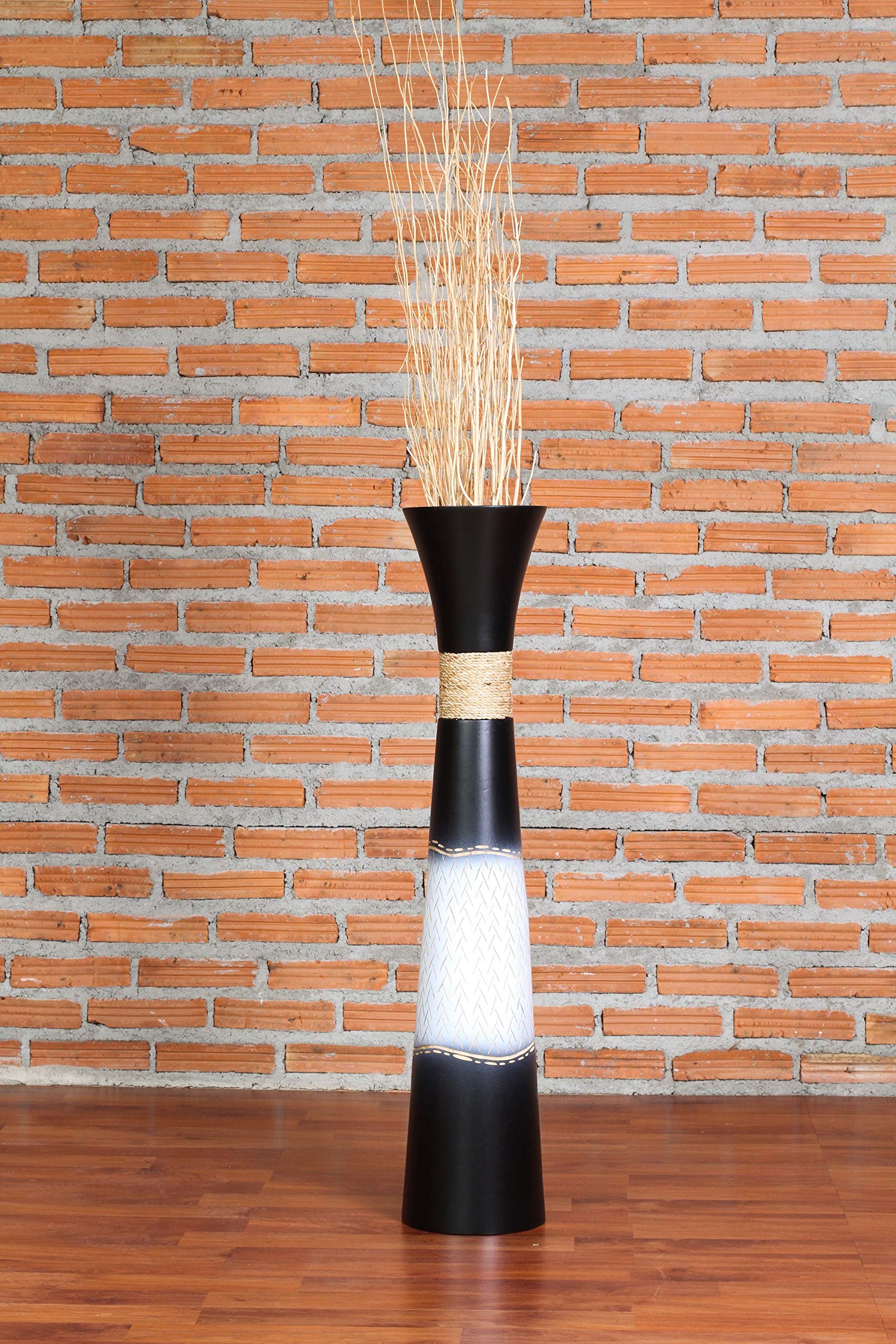 Leewadee Vaso da Terra Grande 65 cm Legno di Mango Pampas & Fiori Secchi