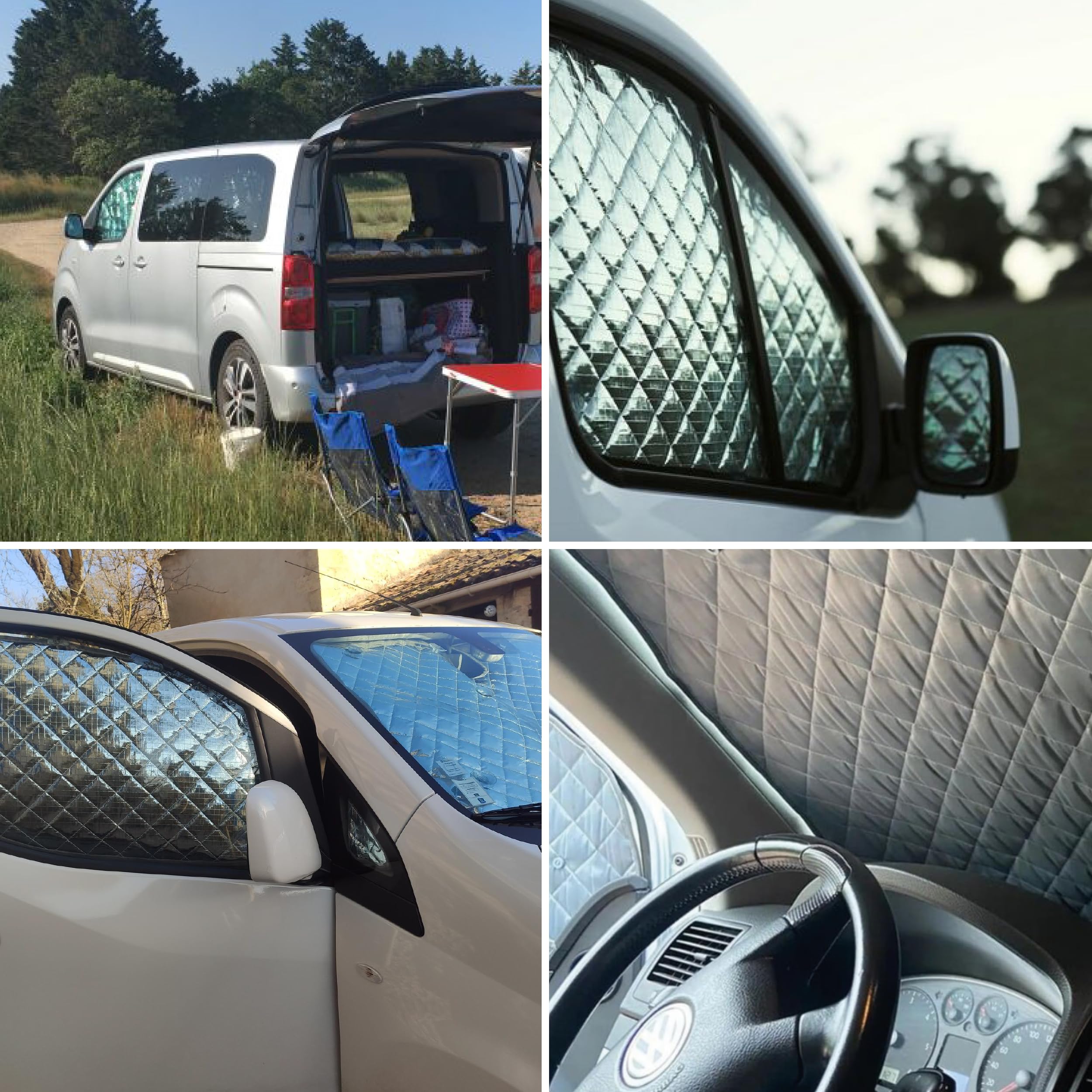 Parasole per furgone Tourneo Courier II, isolanti termici e oscuranti, 8 pezzi, regolazione interna, grigio, Active o Titanium
