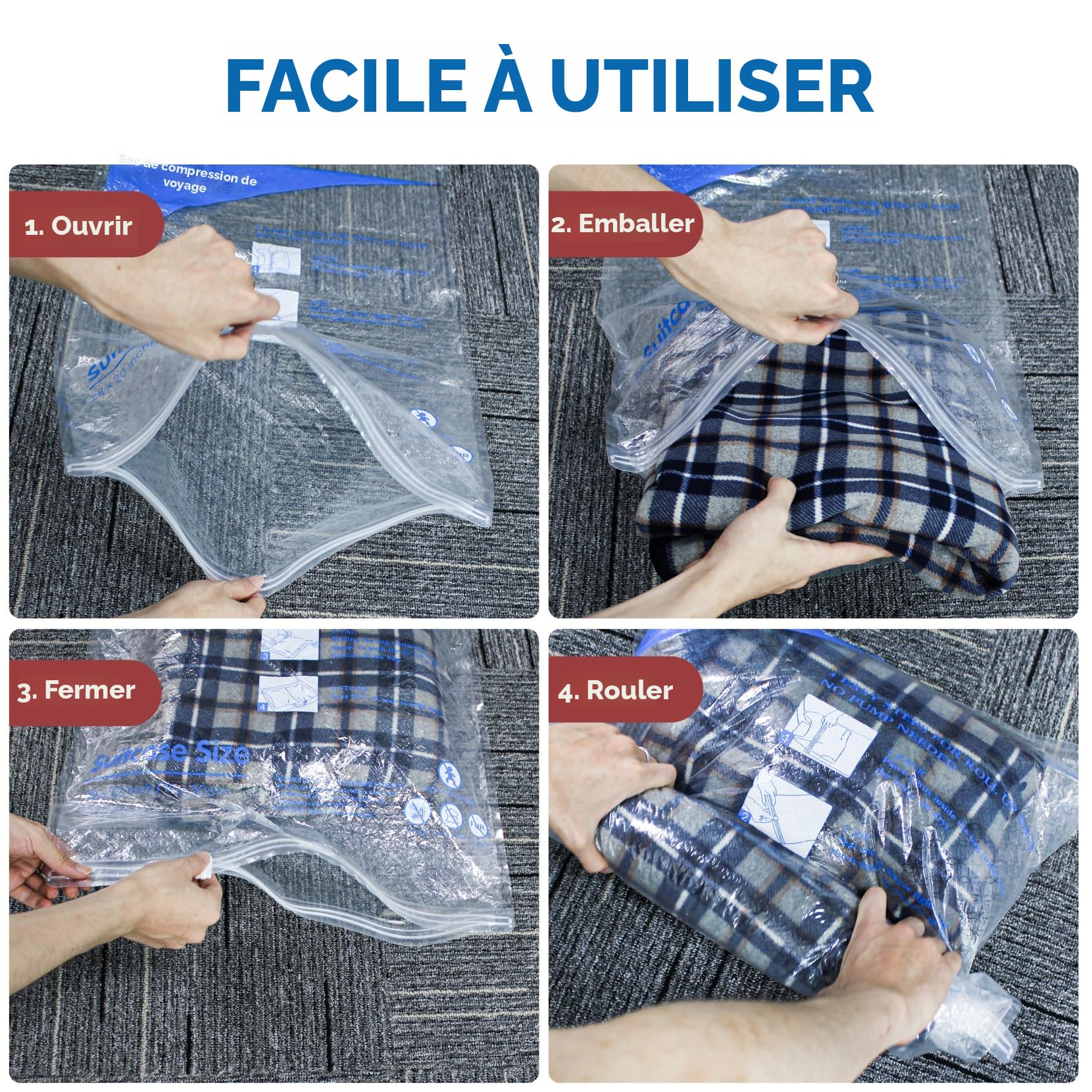 Sacs D'économie D'espace De Voyage - Organisateur De Compression De 15