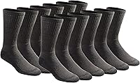 Dickies Men's Dri-Tech Crew Socks 6-12 Pack: Moisture Wicking, Arch Support, Reinforced Durable Work Socks