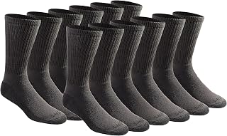 Dickies Men's Dri-Tech Crew Socks 6-12 Pack: Moisture Wicking, Arch Support, Durable Work Socks for Dry Comfort