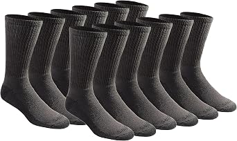 Dickies Mens Dri-Tech Essential Moisture Control Crew Socks, Available in M-XXL 6, 12 Pairs