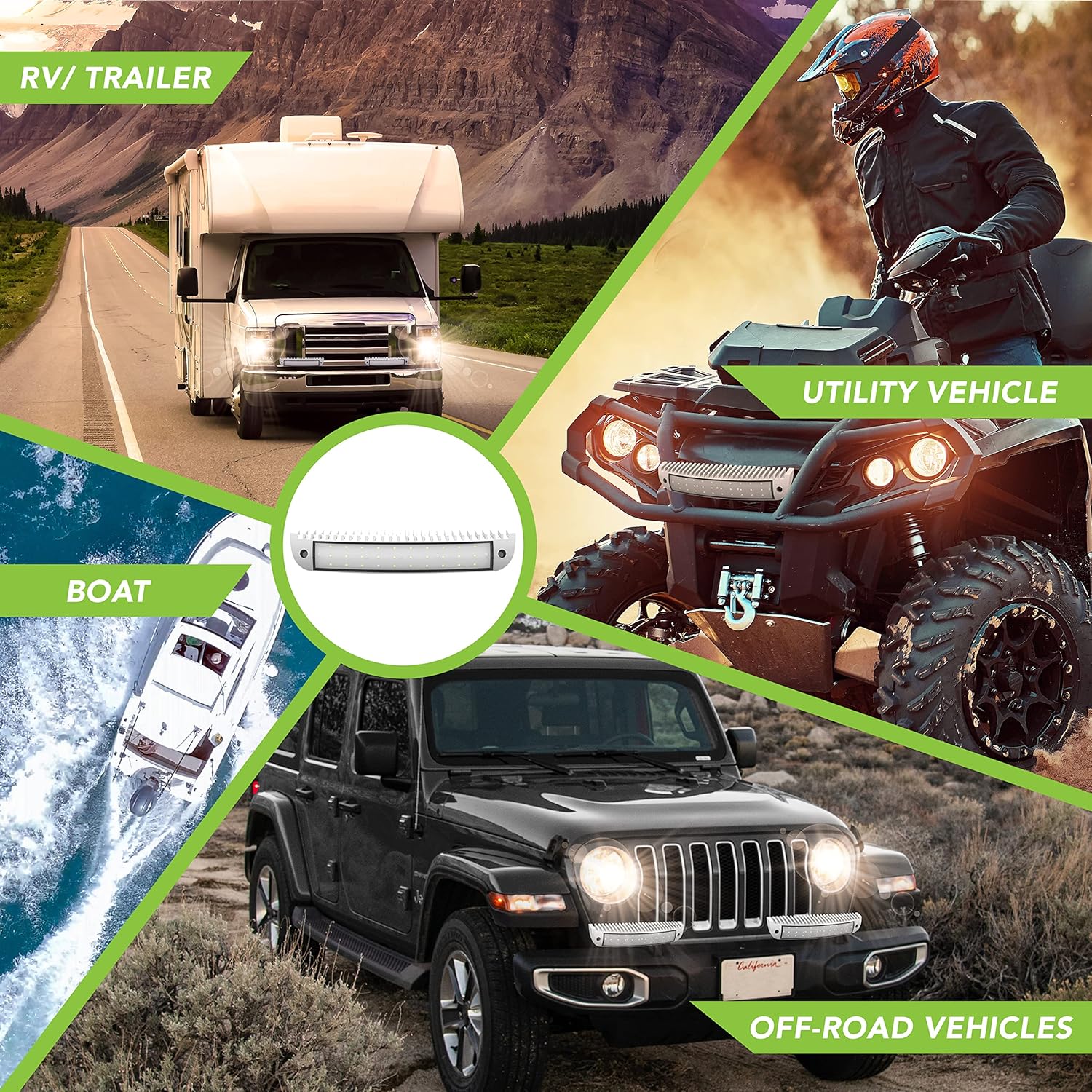 Leisure LED RV Exterior Porch Utility Light - White 12v 2500 Lumen Curved Lighting Fixture. Replacement Lighting for RVs, Trailers, Campers, 5th Wheels… (White)