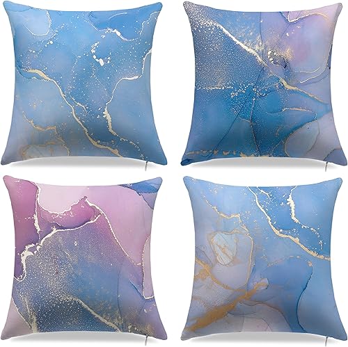 TZnyly Juego de 4 fundas de almohada decorativas de mármol de 18 x 18 pulgadas, funda de cojĂn con textura de mármol, funda de cojĂn para sofá, TZnyly Juego de 4 fundas de almohada decorativas de mármol de 18 x 18 pulgadas, funda de cojĂn con textura de mármol, funda de cojĂn para sofá,