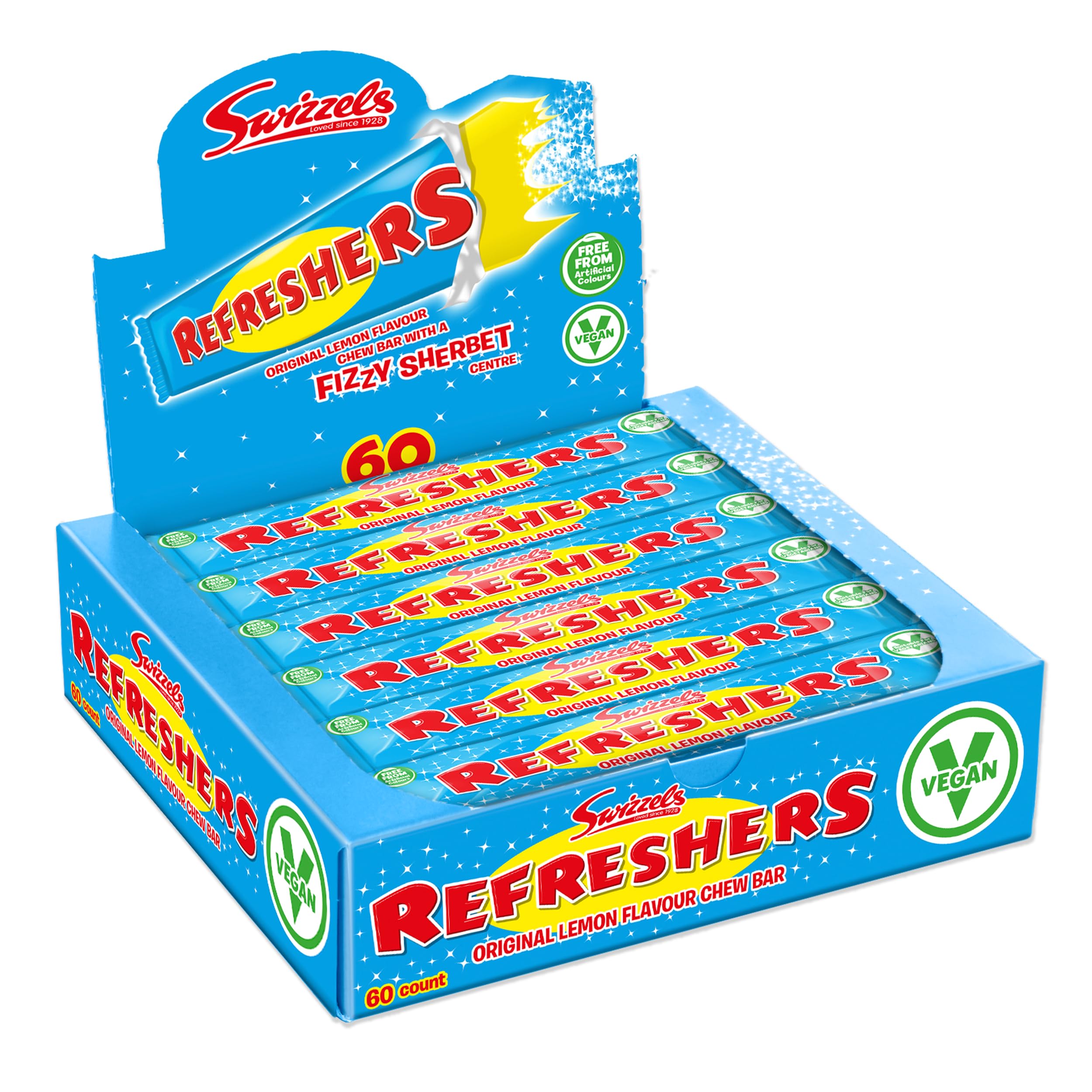 Swizzels Refreshers Lemon Chew Bar (60 x 18g), Bulk Sweets for Party Bags and More