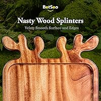 Vista 4 de Plato de madera maciza con asas de cornamenta (cuadrado de 10 pulgadas, juego de 2) organizador de platos decorativos, bandeja de alimentos