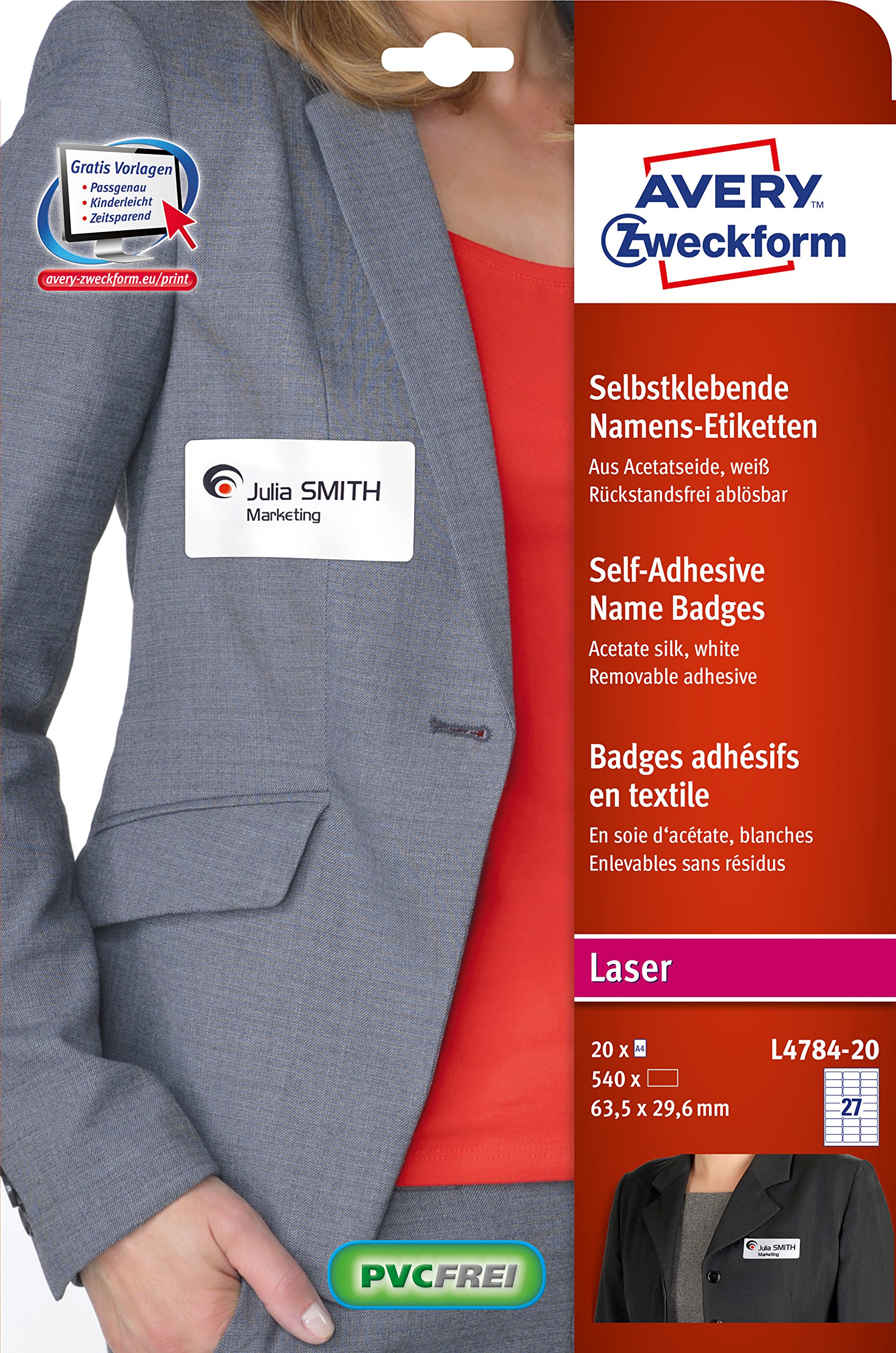 AVERY Zweckform L4784-20 Namensetiketten (540 Namensaufkleber, 63,5x29,6mm auf A4) 20 Blatt, weiß & 3490 Adressaufkleber (600 plus 120 Klebeetiketten extra, 70x36mm auf A4) 30 Blatt, weiß