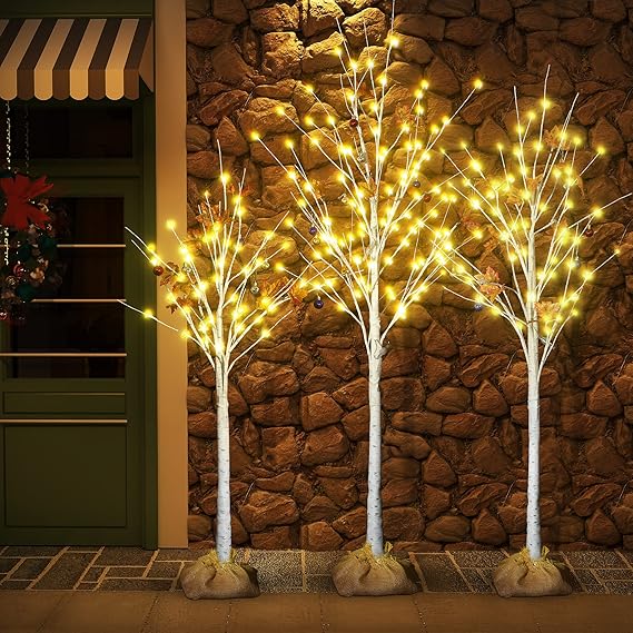 Recaceik Lighted Birch Trees, 4 Feet 5 Feet and 6 Feet Tree