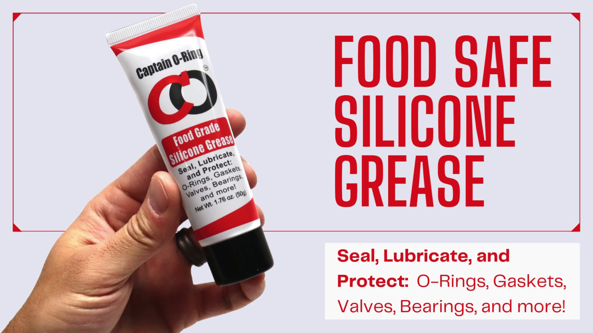 Captain O-Ring - NSF Food Grade Silicone Lubricant Grease for O-Rings, Seals,  Gaskets, Pumps, Pool Spa, Plumbing, Faucets, Valves, More (1.76oz, 50g):  Amazon.com: Industrial & Scientific