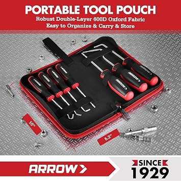 ARROW 7-Piece Hook and Pick Set with Storage Bag, Long & Mini Precision Pick Tool Set for Automotive Mechanic, O-Ring Removal Tool, Oil Seal, Gasket Puller, Hose Puller Picks