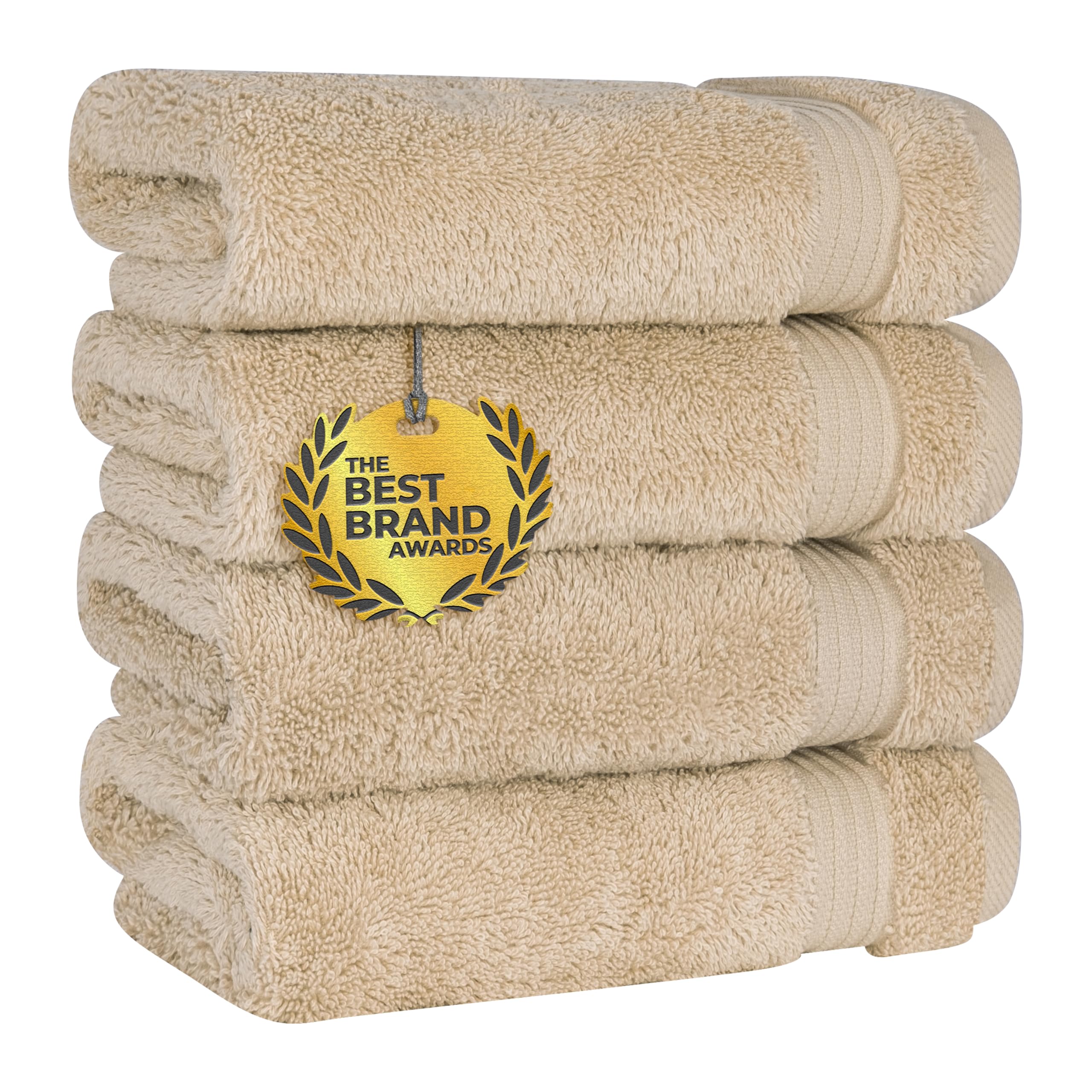 Cotton Paradise Hand Towels for Bathroom, 100% Turkish Cotton 16x28 inch 4 Piece Hand Towel Set, Soft Absorbent Face Towel Clearance Set, Sand Taupe Hand Towels