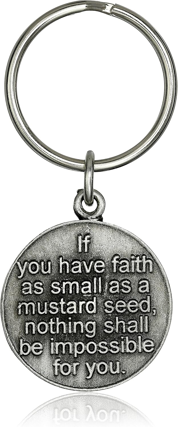 Genuine Mustard Seed Pewter Keychain with Faith All Things Are Possible at  Men’s Clothing store
