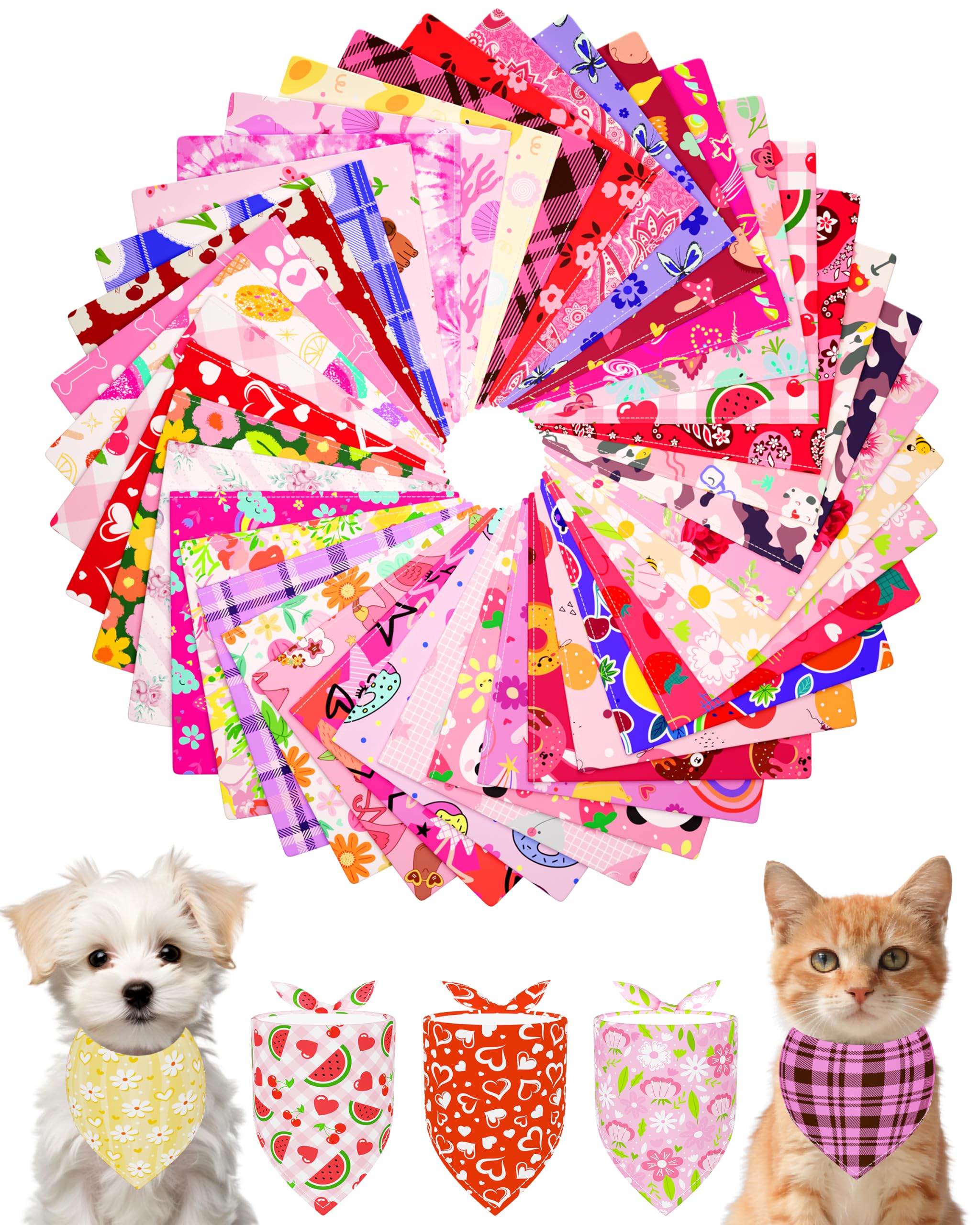 PET SHOW Confezione da 50 bandane per cani di piccola taglia, taglia XS | Sciarpe triangolari lavabili, bavaglini rosa, poliestere, per animali domestici di piccola taglia, accessori per la