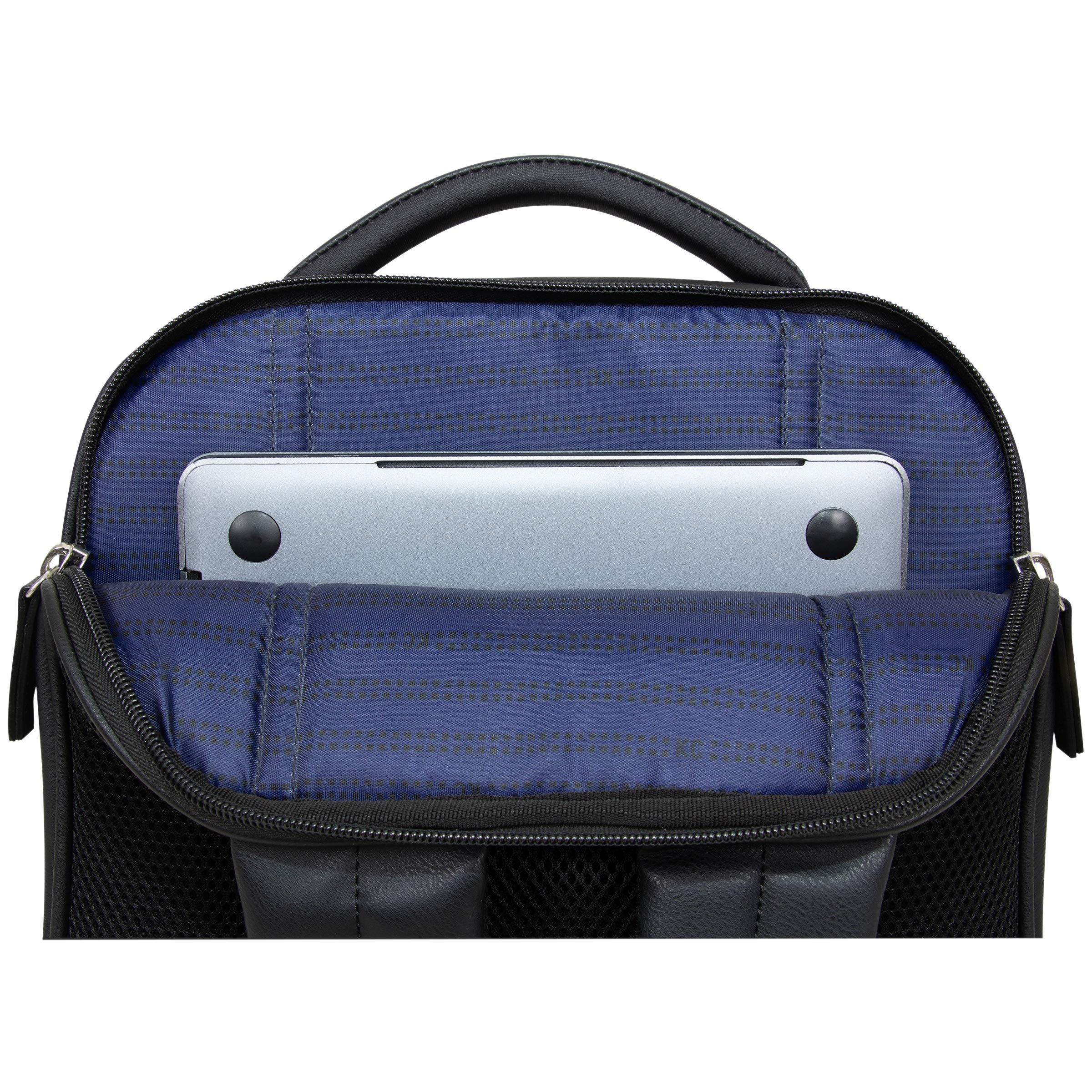 KENNETH COLE Reaction On Track Pack Vegan Leather 15.6β Double Compartment Laptop Backpack With RFID 3