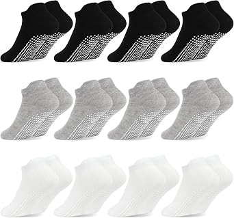 ELUTONG Non Slip Toddler Socks 12 Pairs Ankle Socks with Grips for 0-7 Years Toddlers Baby Infant Kids Girls Boys