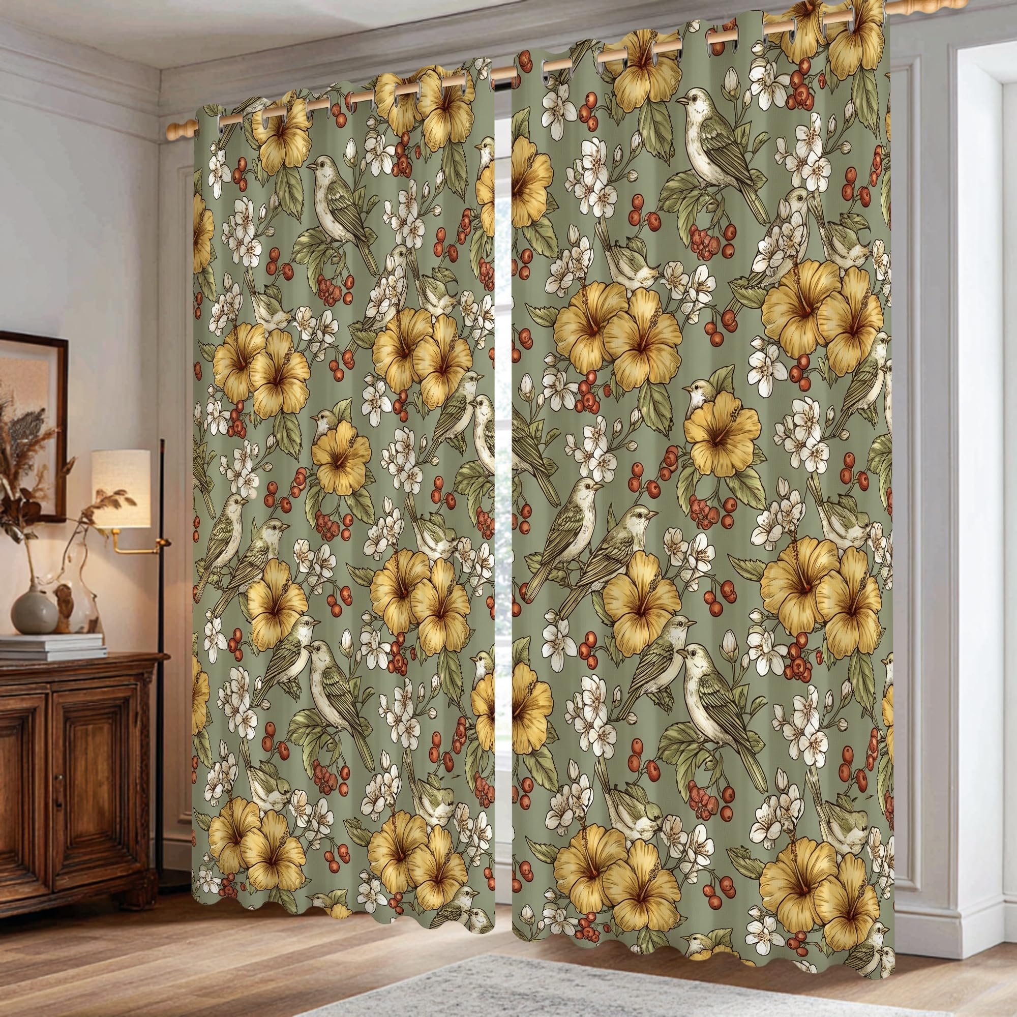 Rideaux occultants haut de gamme imprimé fleurs de printemps 106x213cm